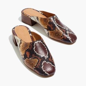 Madewell The Alicia Snakeskin Embossed Leather Mule Shoes Size 8